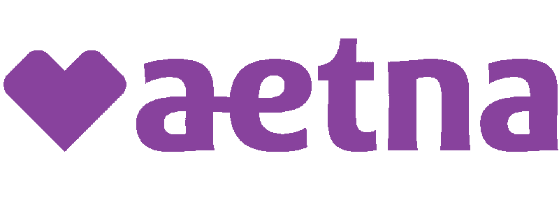 Aetna logo in purple text with a heart symbol replacing the letter "a" at the beginning.